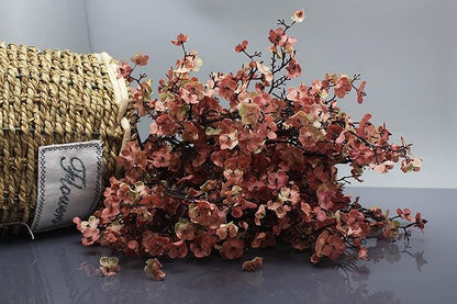 JAKY-Global Babys Breath Silk Artificial Flowers 6 Bundle European Fake Flowers Decor Wedding Party Fall Stems Decoration Bouquets DIY Home Garden,Farmhouse,Living Room Decor (Beige Brown-6pcs)