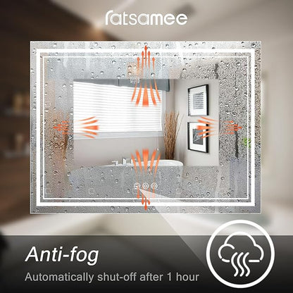 48x36 Inch Led Mirror for Bathroom with Front Light and Backlit, Dimmable Anti Fog Wall Bathroom Mirror with Led Lights, Water Proof, Decor Vanity Mirror
