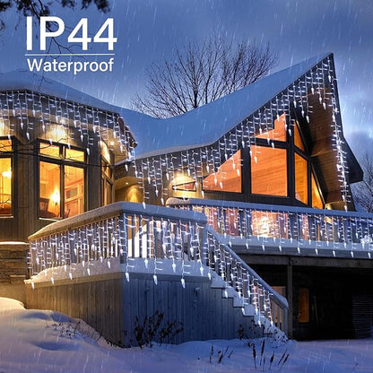 Icicle Lights Outdoor, 33 FT 400 LED Christmas Lights with 60 Drops, Waterproof Connectable Icicle Christmas Light Outdoor with Remote and Timer, 8 Light Modes Christmas Decorations for Roofline