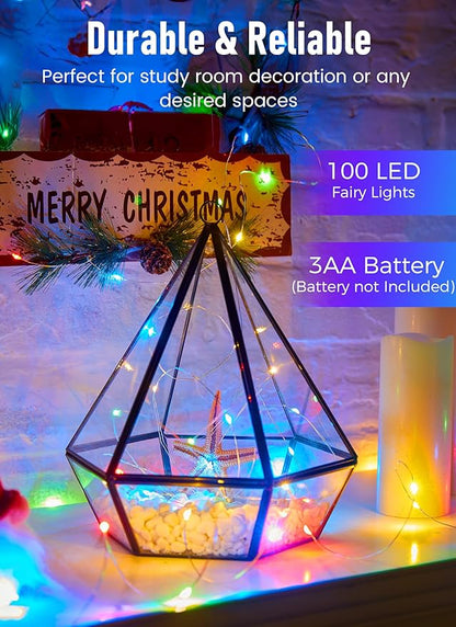 Minetom Fairy Lights Battery Operated, 4Pcak 33Feet 100 LEDs Mini Battery Powered String Lights, Waterproof Twinkle Lights Mason Jar Lights for Indoor Home Wedding Christmas Decoration, Multicolor