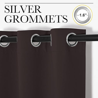 NICETOWN Blackout Curtain Panels for Bedroom Window, Triple Weave Microfiber Energy Saving Thermal Insulated Solid Grommet Blackout Draperies and Drapes(One Pair, 34 inches by 45 inches, Toffee Brown)