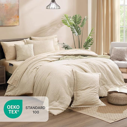 Monbix Full Size Comforter Set, Birch Marble Pattern Bedding Comforter for Full Size Bed Set, Reversible Bedding Sets 7 Pieces, Bed in a Bag with Comforter, Sheets, Pillowcases & Shams