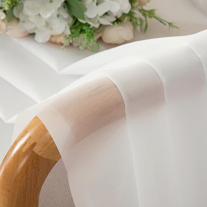 Aiyufeng 108 Inch Ivory Sheer Window Curtains for Farmhouse, Rod Pocket Voile Window Treatment Vertical Panels for Study Room/Bedroom/Living Room, Ivory, W59 x L108, 2 Panels