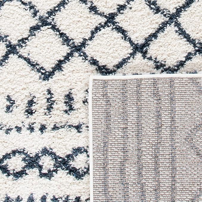 SAFAVIEH Arizona Shag Collection Area Rug - 11' x 15', Ivory & Slate, Non-Shedding & Easy Cleaning, Plush Thick Pile, Ideal for Living Room, Bedroom, Dining Space (ASG741M)