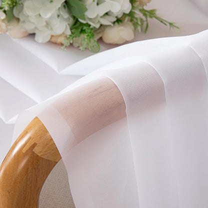 OVZME Sheer White Curtains 108" Inch Length 2 Panels Set, Light Filtering Soft Rod Pocket Voile White Drapes for Living Room/Bedroom, Each 42" W x 108" L