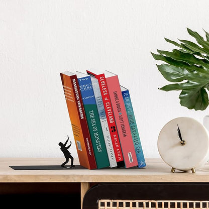 Artori Design Book Ends to Hold Books Heavy Duty - Hidden Metal Bookends for Shelves Desk or countertop - Bookend Book Holder for Home Decorative - Gift for Book Lovers and Home Decor (Falling)