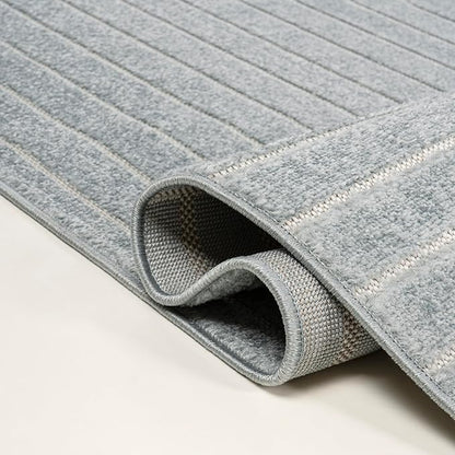 Eyely NCS101F-4 Odense High-Low Minimalist Angle Geometric Light Blue/Cream 4 ft. x 6 ft. Indoor/Outdoor Area Rug, for Home, Backyard, Patio, Porch, Bedroom, Kitchen, Living Room