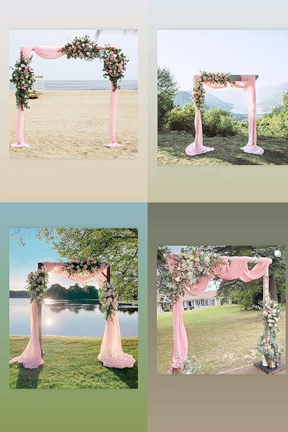Socomi Wedding Arch Draping Fabric 3 Panels 29" x 19Ft Blush Pink Sheer Chiffon Curtain Drapes 6 Yards for Wedding Ceremony Birthday Party Decoration