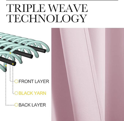 NICETOWN Blackout Curtain Panels for Girls Room, Nursery Essential Thermal Insulated Solid Grommet Top Blackout Drapes (Baby Pink=Lavender Pink, 1 Pair, 34 x 63 Inch)