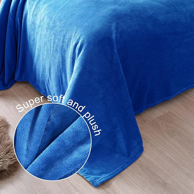 Exclusivo Mezcla Fleece Blanket Twin Size for Bed, Super Soft and Warm, All Season Use, Cozy, Plush, Lightweight, 60x80 Inches Cobalt Blue