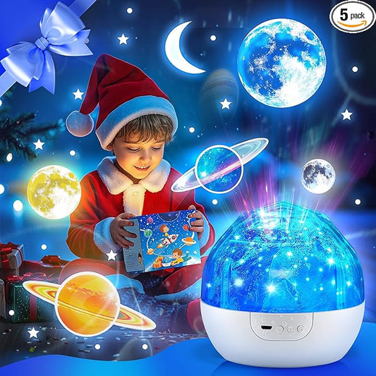 Night Light for Kids Projector, 105 Lighting+5 Films Kids Night Light Projector, Dimmable Baby Night Light Projector, 360° Slient Star Projector Lights for Bedroom, Space Gifts for Boys Room Decor