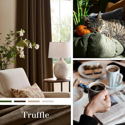 Lazzzy Velvet Blackout Curtains Thermal Insulated Room Window Drapes Super Soft Luxury Curtains for Living Room Bedroom Rod Pocket 2 Panels, Truffle, 52" W x 102" L