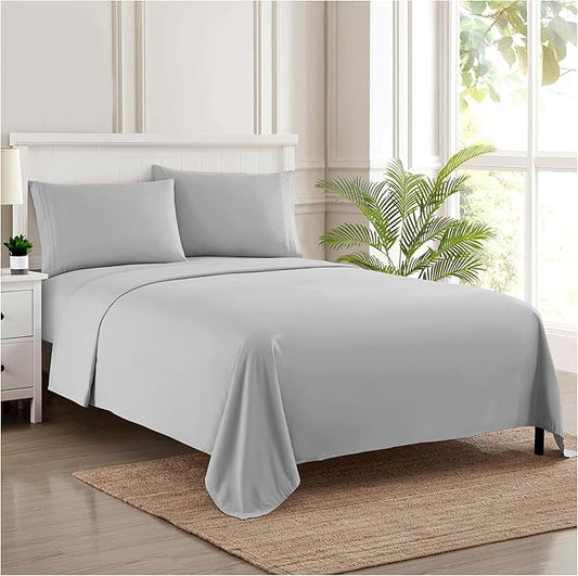 California King Sheet Sets - Breathable Luxury Sheets with Full Elastic & Secure Corner Straps Built In - 1800 Supreme Collection Cal King Deep Pocket Bedding Set, Sheet Set, California King, Silver