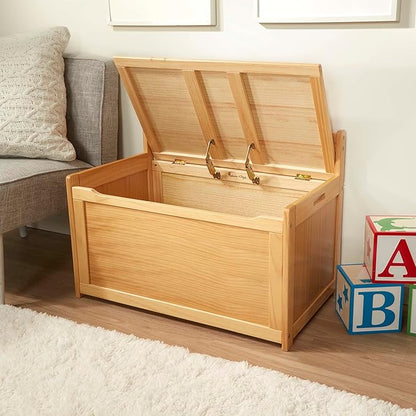 Melissa & Doug Toy Chest, Wooden Toy Storage Box with Safety-Hinged Lid, Kids Toys Storage Organizer for Playroom, Bedroom, & Montessori Classroom Furniture for Boys & Girls Ages 3+, Blonde