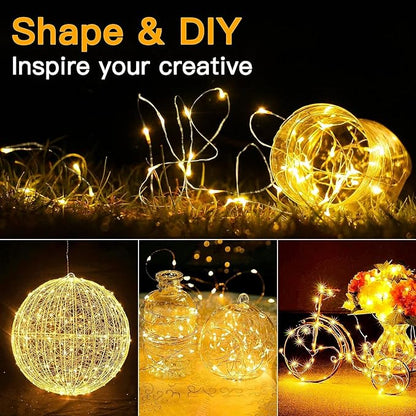 6 Pack Fairy Lights Battery Operated 7ft 20 LED Mini String Lights Twinkle Lights Silver Wire Firefly Starry Moon Lights for Mason Jars Wedding Party Christmas Centerpiece Table Decorations,Warm White