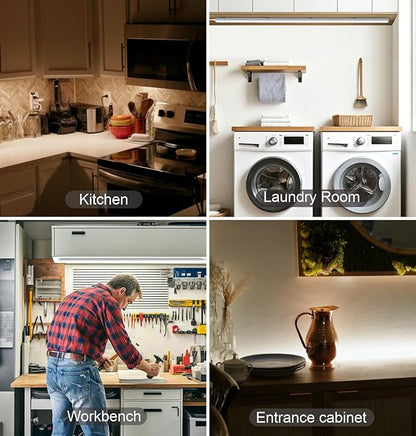 Under Cabinet Lighting Plug in, 16 Inch 4 Pcs, Linkable AC120V 3CCT 3000K/4000K/5000K Ultra Slim, LED Under Cabinet Lights for Counter Light, Kitchen, Shelf, Sink, Workshop, Desk, Bronze