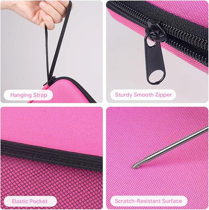 Pink Neck Light with Storage Case, 10-80Hrs Eye-friendly Book Reading Lamp, Knitting Crochet Sewing Craft Light Rechargeable Adjustable, Christmas Birthday Gifts for Book Lovers Knitters Crafters