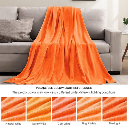 BEDELITE Fleece Blanket Twin Size Orange Throw Blanket for Couch & Bed, Luxury Plush Cozy Fuzzy Fall Blanket 60x80 inches, Super Soft & Warm Blankets for Travel Camping
