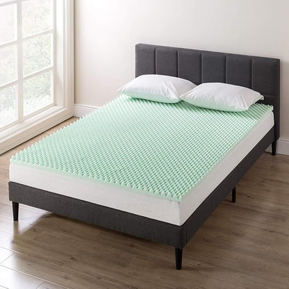Best Price Mattress 2 Inch Egg Crate Memory Foam Mattress Topper with Calming Aloe Infusion, CertiPUR-US Certified, King,Green