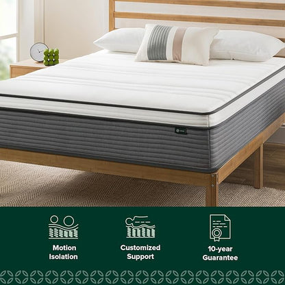 ZINUS 12 Inch True Support Hybrid Mattress [New Version], King, Fiberglass Free, Medium Feel, Motion Isolation, Certified Safe Foams & Fabric, Mattress in A Box