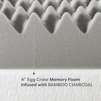Best Price Mattress Mellow 4 Inch Egg Crate Memory Foam Mattress Topper with Infusion, Full