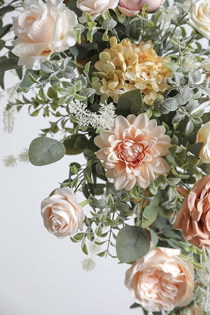 Artificial Flower Combo Box Set Silk Fake Roses for DIY Wedding Flower Bouquet Centerpiece Decoration Baby Shower Party Home Decoration (Nude Color)
