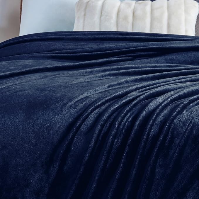 Walensee Navy Blue Fleece Blanket Plush Throw Fuzzy Lightweight (Throw Size 50x60 Navy Blue) Super Soft Microfiber Dark Blue Flannel Blankets for Couch, Bed, Sofa Ultra Warm and Cozy for All Seasons