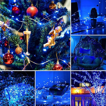 Sanniu Led Fairy Lights Battery Operated, 4 Packs Mini Battery Powered Copper Wire Starry String Lights for Christmas, Parties, Wedding, Bedroom, Patio, Indoor, Home Decoration (5m/16ft Blue)
