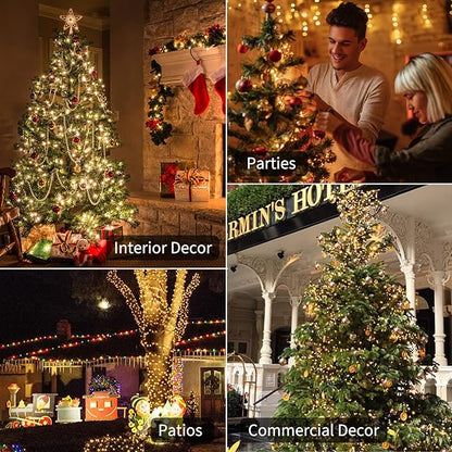 Battery Operated Christmas Lights 4 Pack 20 LED Mini String Lights with 8 Modes Waterproof Tree Lights for Xmas Outdoor Indoor Holiday Party Garden Decor, Warm White