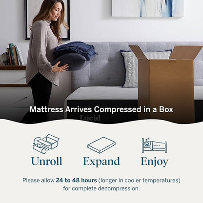 Lucid 14 Inch Memory Foam Mattress - Medium Firm Feel - Infused with Refreshing Bamboo Charcoal and Cooling Gel - Bed in a Box - Temperature Regulating - Pressure Relief - Breathable - King Size