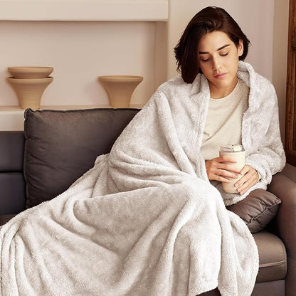 Exclusivo Mezcla Plush Fuzzy Fleece Throw Blanket Extra Large, Super Soft, Fluffy and Warm Blankets for Couch, Bed, Suitable for All Seasons (50x70 Inches, Beige)