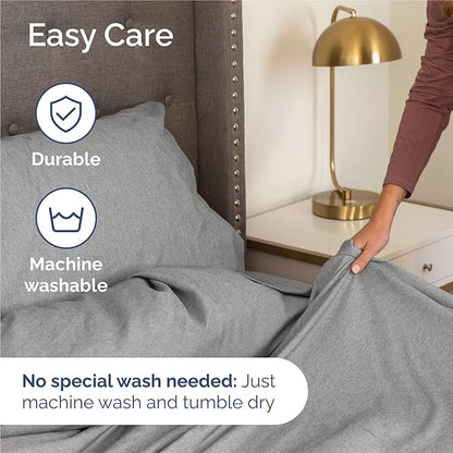 King Size 4 Piece Sheet Set - Comfy Breathable & Cooling Bed Sheets Set - Hotel Luxury Bedding for Women, Men, Kids, Teens, Boys & Girls - Deep Pockets, Soft & Wrinkle Free - Grey (Heathered Sheets)