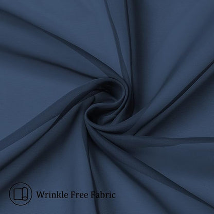 Aiyufneg Small Sheer Tier Curtains Half Kitchen Curtain Sheers, Light Filtering Farmhouse 24 Inch Window Panels Rod Pocket Navy Blue Voile Short Curtain for Bathroom, 40W x 24L, Set of 2 Panels