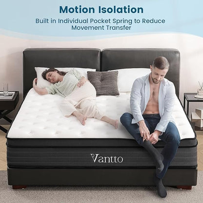 Full Size Mattress, 12 Inch Memory Foam Hybrid Mattress in a Box with Pocket Springs for Motion Isolation Pressure Relief, 100 Nights Trial, CertiPUR-US