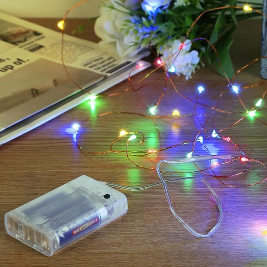 Sanniu Led Fairy Lights Battery Operated, 1 Pack Mini Battery Powered Copper Wire Starry String Lights for Christmas,Bedroom,Wedding,Parties,Patio,Indoor,Home Decoration (5m/16ft Multicolor)