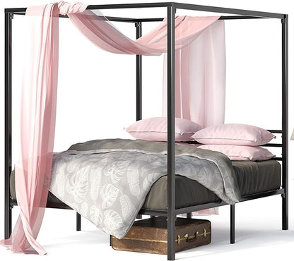 ZINUS Patricia Black Metal Canopy Platform Bed Frame, Mattress Foundation with Steel Slat Support, No Box Spring Needed, Easy Assembly, Full