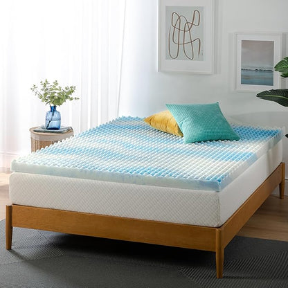 ZINUS 3 Inch Swirl Gel Cooling Memory Foam Mattress Topper, Smaller, More Convenient WonderBox Packaging, Cooling, Airflow Design, CertiPUR-US Certified, King