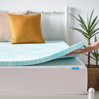 Linenspa 2 Inch Gel Swirl Memory Foam Mattress Topper – Cooling Gel Infused – Pressure Relieving Bed Topper - Mattress Pad – CertiPUR Certified - King Size