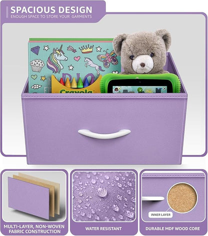 Sorbus Dresser Storage Tower, Organizer Drawers for Closet Boys & Girls Bedroom, Bedside Furniture, Chest for Home, College Dorm, Steel Frame, Wood Top, Fabric Bins (Purple)
