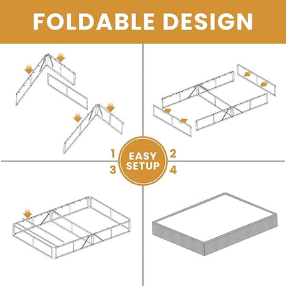 MAF Twin XL Box Spring and Cover Set, 10 Inch High Profile Metal BoxSpring 3500 lbs Black Heavy Duty Metal Mattress Foundation with Easy Clean Fabric Cover, Easy Assembly