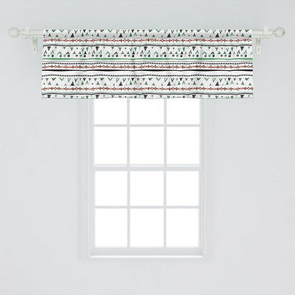 Ambesonne Tribal Window Valance Pack of 2, Style Traditional Aztec Pattern Old Fashioned Hippie Boho Influences, Rod Pocket Curtain Valances for Kitchen Bedroom, 42" X 18", Sea Green