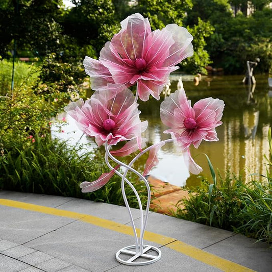 Giant Flowers for Decoration,66.9" Tall Floor Standing Life Size Silk Flower Decor - 3 Large Artificial Flowers with Stand for Wedding Reception, Party Banquet Background, Home Decor