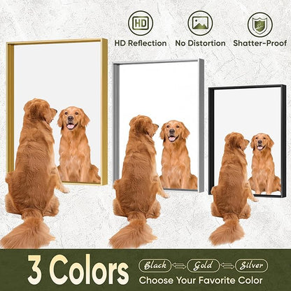 Suidia Bathroom Mirror, 55" x 36" Wall Mirror Metal Framed, Bathroom Vanity Mirror for Living Room Bedroom Bathroom Entryway, Black, Rect Corner Style