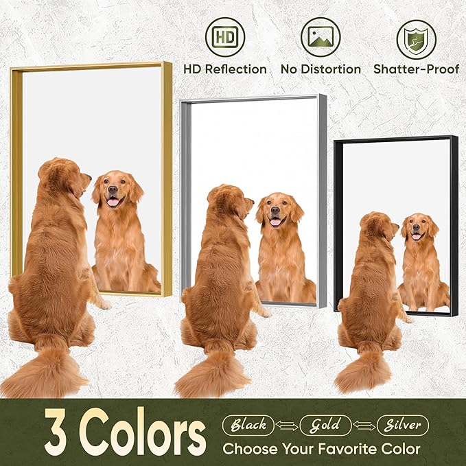 Suidia Bathroom Mirror, 60" x 36" Wall Mirror Metal Framed, Bathroom Vanity Mirror for Living Room Bedroom Bathroom Entryway, Black, Rect Corner Style