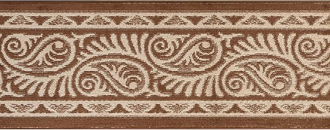 Custom Length Cut to Size Tribal Ethnic Southwestern Inspired Hallway Runner Rug, Non Slip Rubber Backed, 31 inch Wide X Customized Length, Mayan Brown, 31 inch X 11 feet