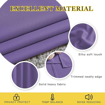 NICETOWN Blackout Curtains 90 inch Length - Triple Weave Energy Saving Sound Reducing Thermal Insulated Solid Grommet Blackout Drapes for Bedroom/Living Room (1 Pair, W46 x L90, Lilac Purple)