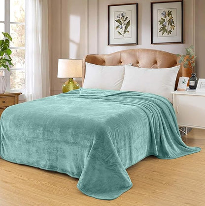 Fleece Blankets for All Season - Premium Lightweight Anti-Static Throw for Twin/Twin XL Size Bed Extra Long Soft Brush Fabric Warm Sofa Thermal Blanket 66" x 90"(Sage Green)