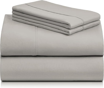 LuxClub 4 PC Queen Sheet Set, Deep Pockets Wrinkle Free Cooling Bed Sheets Hotel Bedding for Women, Men, Kids & Teens, Includes 1 Fitted Sheet, 1 Flat Sheet and 2 Pillowcases - Silky Soft Light Taupe
