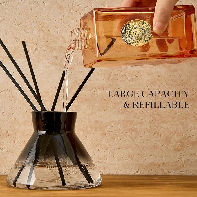 M&SENSE 6.3 oz Large Reed Diffuser Set | Eucalyptus Mint Scent Oil Diffuser with Sticks | Hotel Collection Non-Toxic Essential Oil |for Bedroom Bathroom Living Room