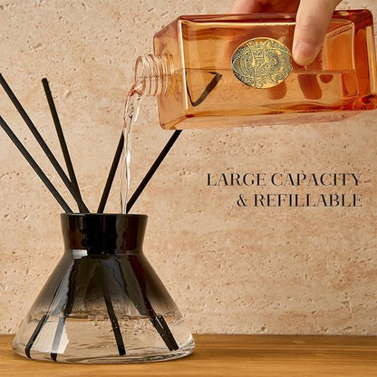 M&SENSE 6.3 oz Large Reed Diffuser Set | Linen Breeze Scent Oil Diffuser with Sticks | Hotel Collection Non-Toxic Essential Oil |for Bedroom Bathroom Living Room